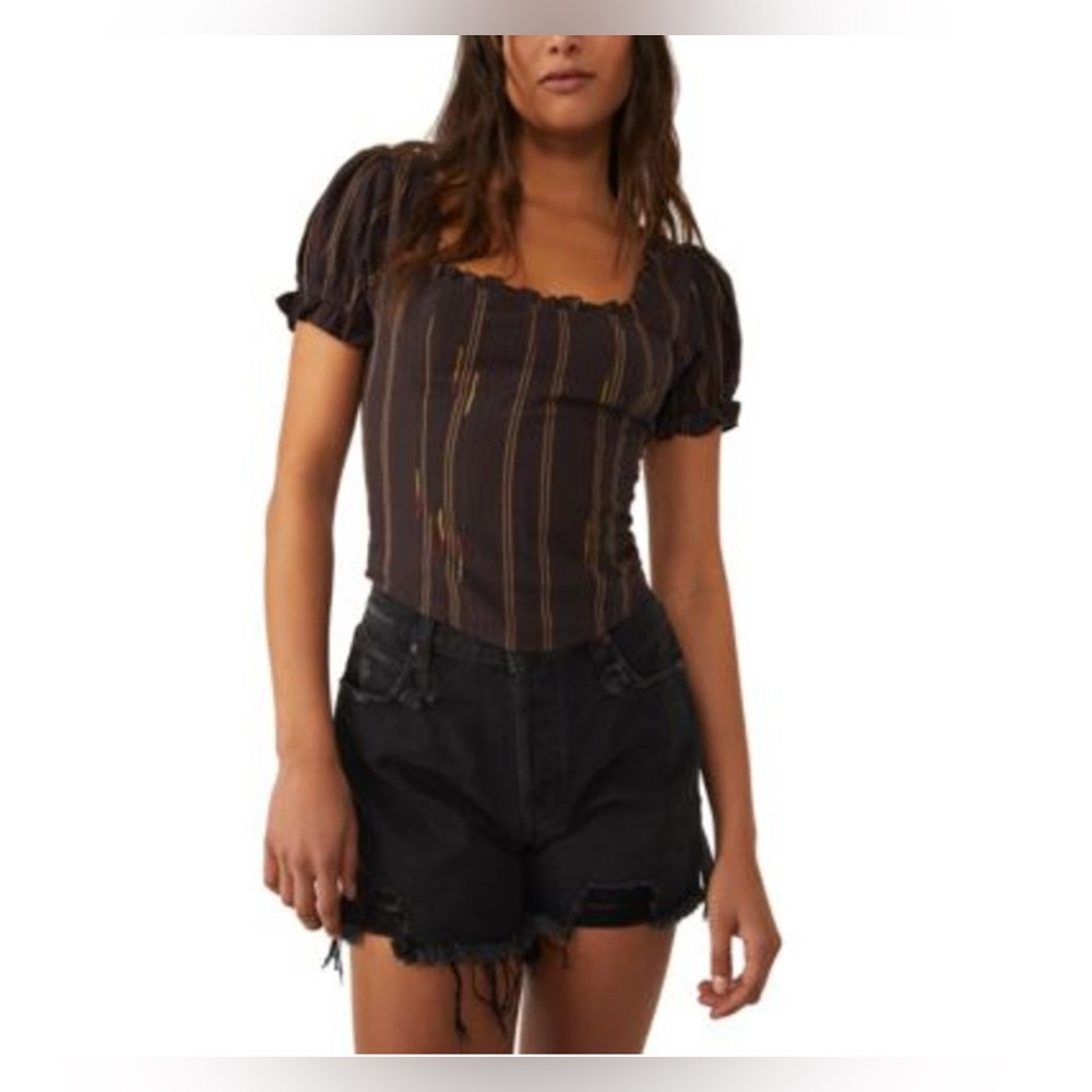Free People Serotonin Crop Top in Espresso Bean
